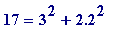 17 = 3^2+2.2^2